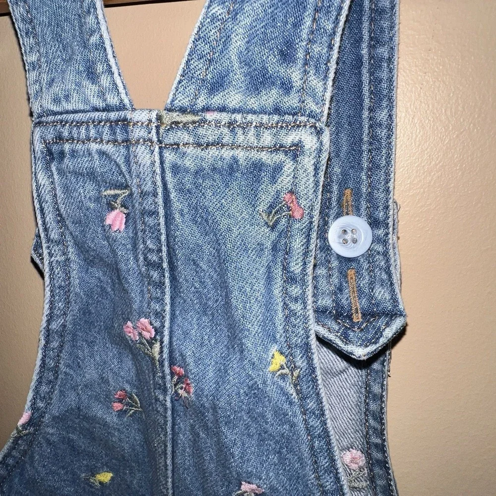 Embroidered Floral Denim Dress Overalls 5 Gap Kids Girl Ruffle Country Kidcore